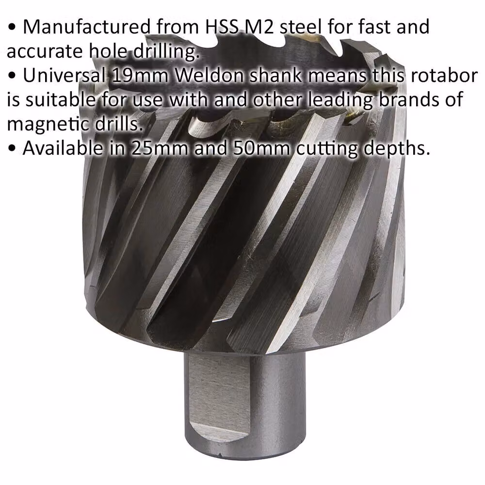 Loops Rotabor M2 Steel Annular Metal Core Drill Cutter in Silver, Diameter: 50 mm, Depth: 25 mm – 2