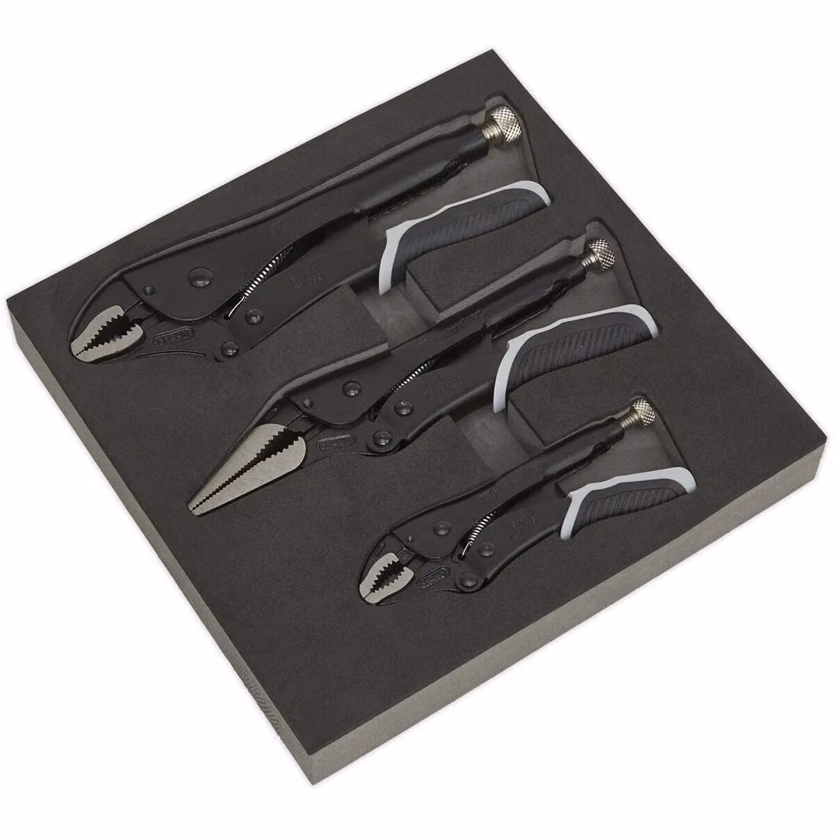 Loops 3 Piece Quick Release Locking Pliers Set in Black, Chrome Molybdenum and Chrome Vanadium Steel – 3