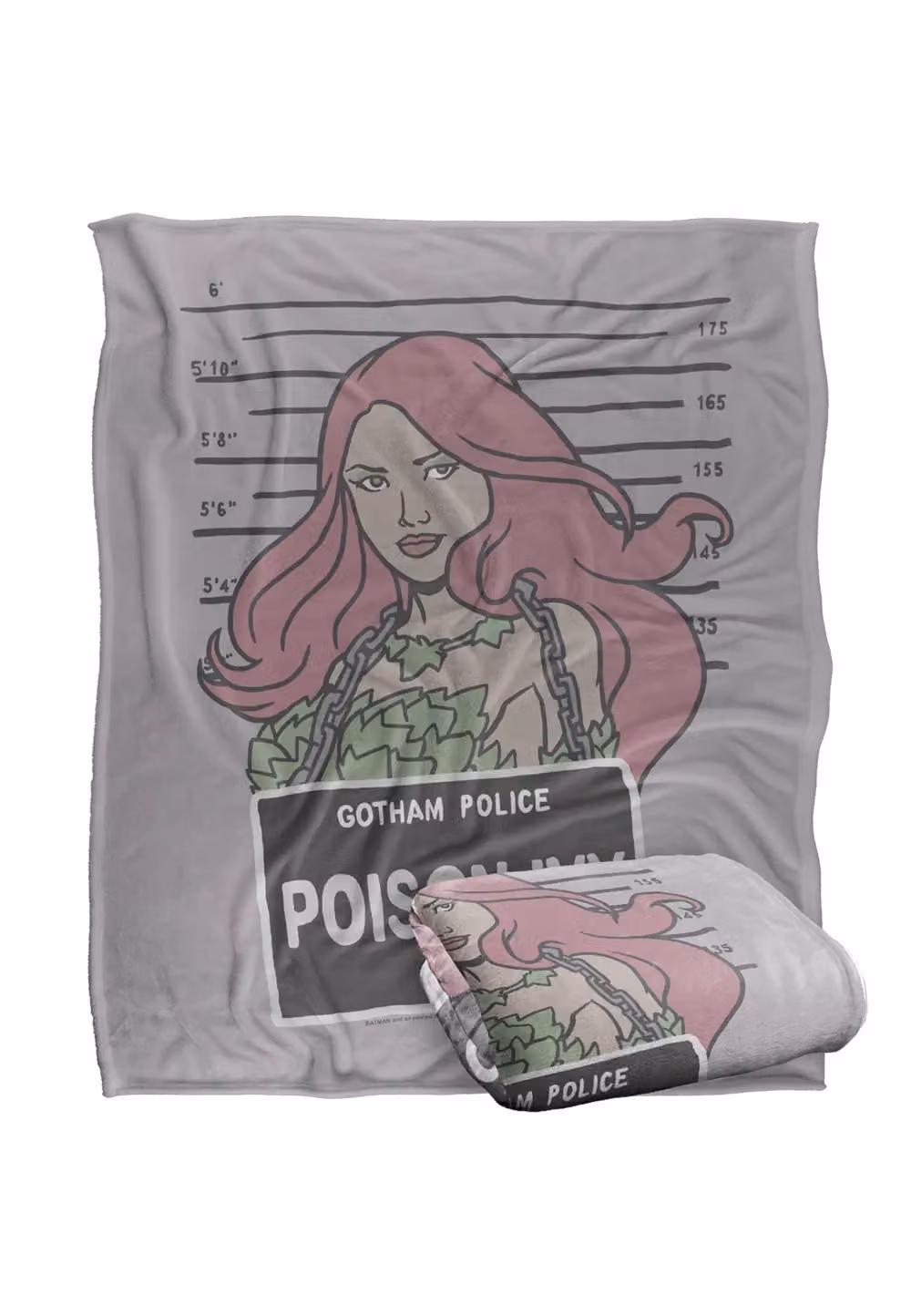 DC Comics Batman Poison Ivy Mugshot Blanket, White, W: 152 cm, D: 127 cm – 2