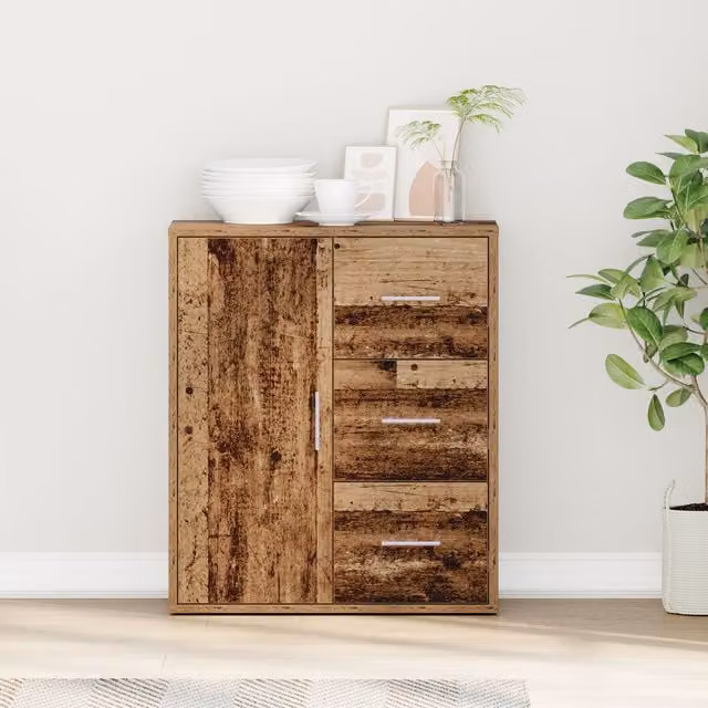 Berkfield Home Sideboard with Drawer and Shelf in Brown Old Wood, W/D/H: 60 x 31 x 70 cm – 1