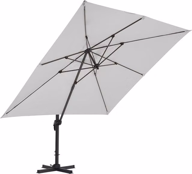 Lifeideas Square Cantilever Garden Parasol with Round Base in Light Grey