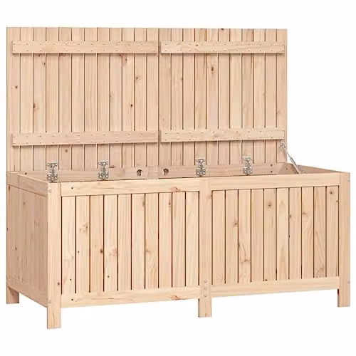 vidaXL Large Garden Storage Box in Rustic Brown Untreated Solid Pine Wood, W/D/H: 147 x 68 x 64 cm