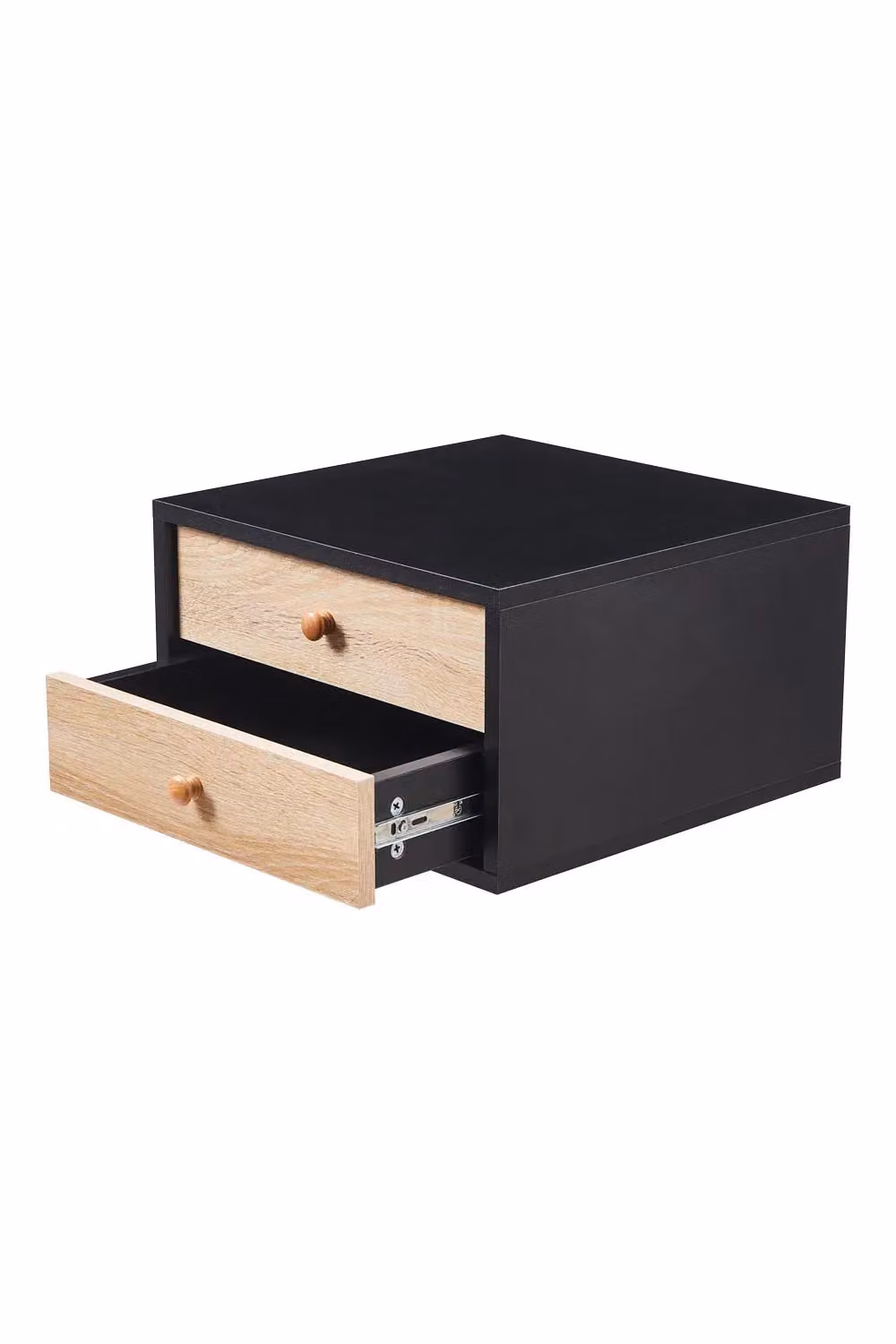 H&O Direct Modern Wall Mounted Floating Bedroom Nightstand with Two Drawers in Matt Black – 2