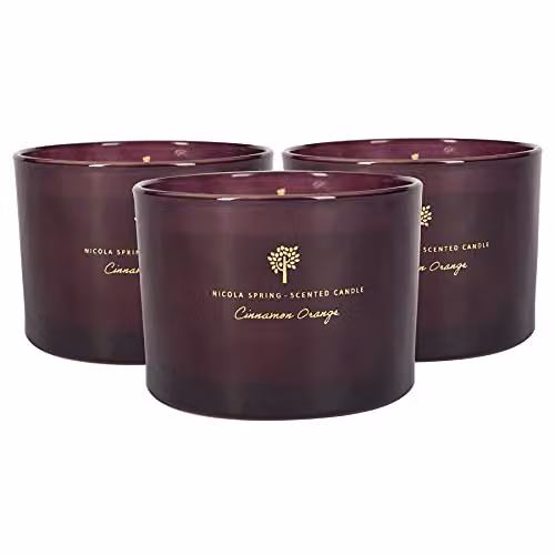 Nicola Spring Cinnamon & Orange Scented Soy Wax Candle Set, Pack of 3, 350g – 1
