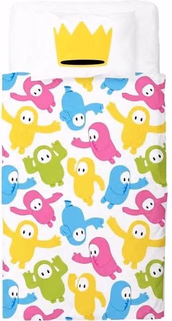 Fall Guys Reversible Graphic Duvet Cover and Pillowcase Set, Multicolour, Single, 90 x 200 cm