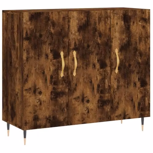 vidaXL Modern Sideboard in Smoked Oak Brown, W/D/H: 90 x 34 x 80 cm – 1