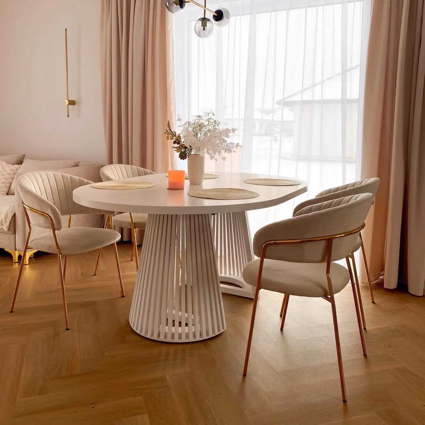 Heze Furniture Ruston Modern Round Extendable Dining Table in Sand, W/D/H: 100 x 100 x 77 cm – 3