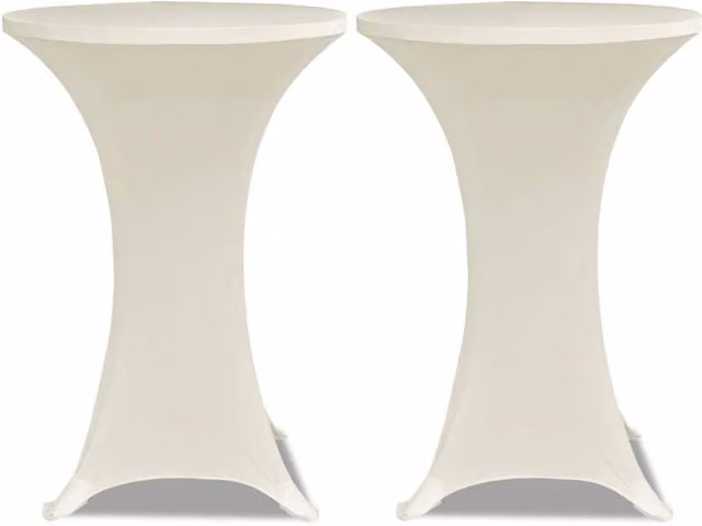 Berkfield Home Cream Stretch Round Tablecloth Set, 2 Pieces, Diameter: 80 cm