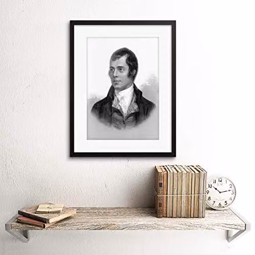 Wee Blue Coo Portrait of Robert Burns Ayr Scotland Framed Wall Art Print, Black, Brown or White, W/H: 30.5 x 41.0 cm – 2