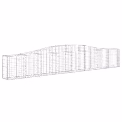 vidaXL Set of 3 Arched Gabion Baskets in Silver Galvanised Steel, W/D/H: 400 x 30 x 60/80 cm – 1