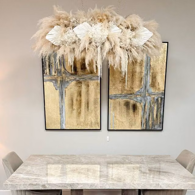 Modish Furnishing Abstract Gold and Grey Canvas Wall Art in a Black Frame