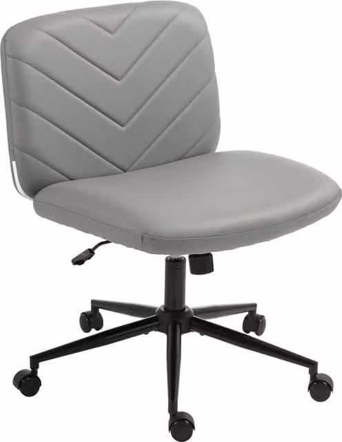 HOMCOM Retro Swivel Task Chair in Grey Synthetic Leather with Castors – 1