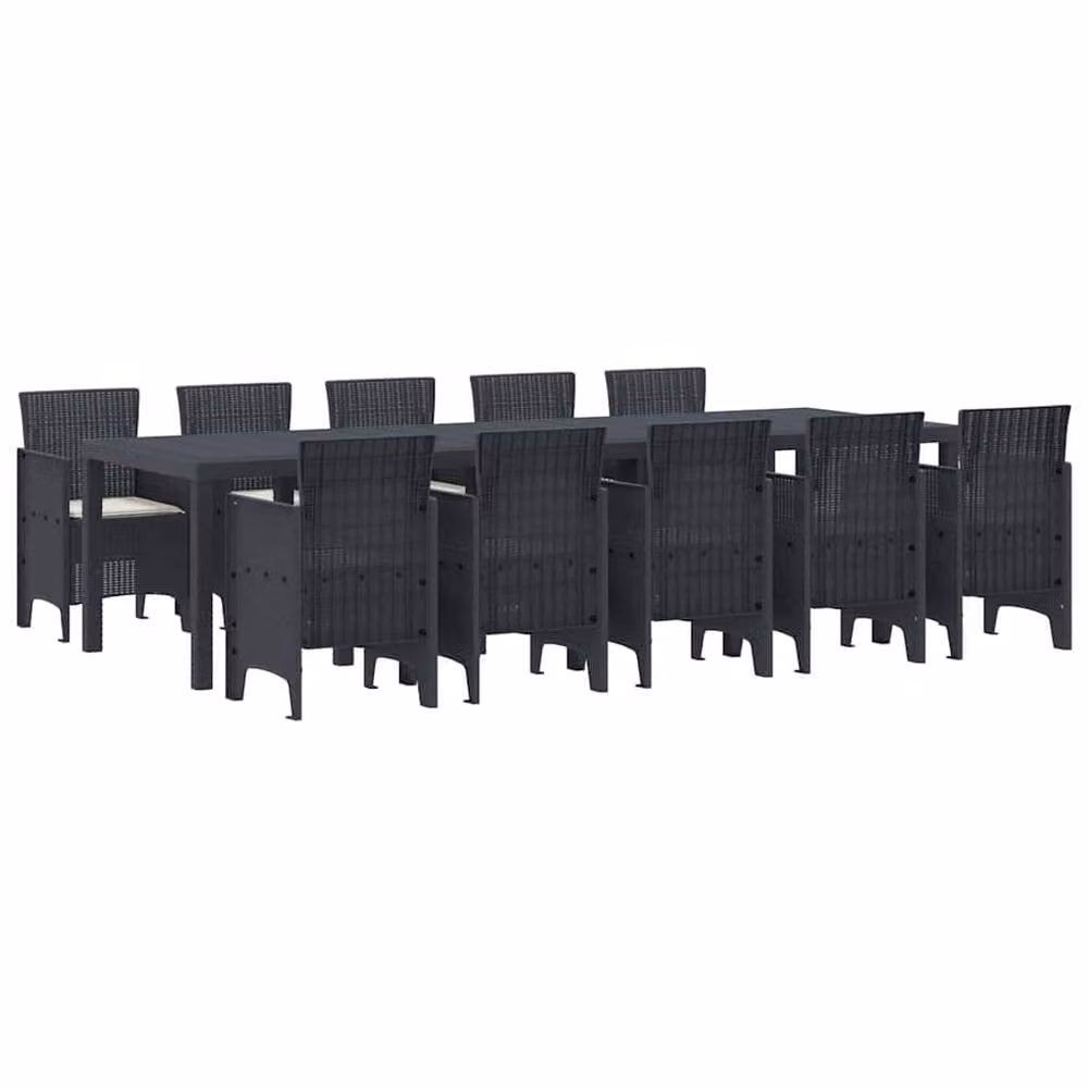 Berkfield Home Modern 11 Piece Anthracite Poly Rattan Garden Dining Set with Cushions – 3