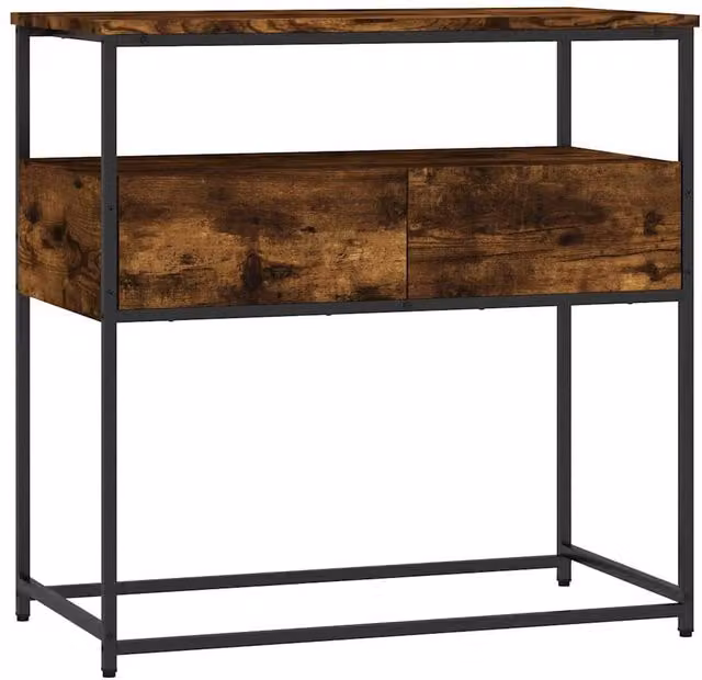 Berkfield Home Smoked Oak Console Table in Brown, W/D/H: 75 x 40 x 75 cm