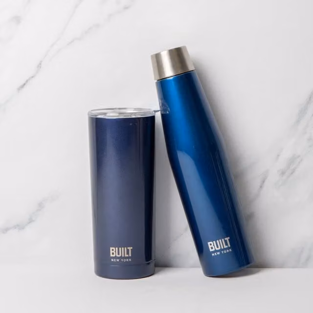 BUILT Midnight Blue Travel Set with 540ml Bottle and 590ml Travel Mug