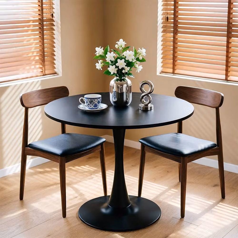 FORGEVIO Modern Round Black Metal Coffee Table – 4