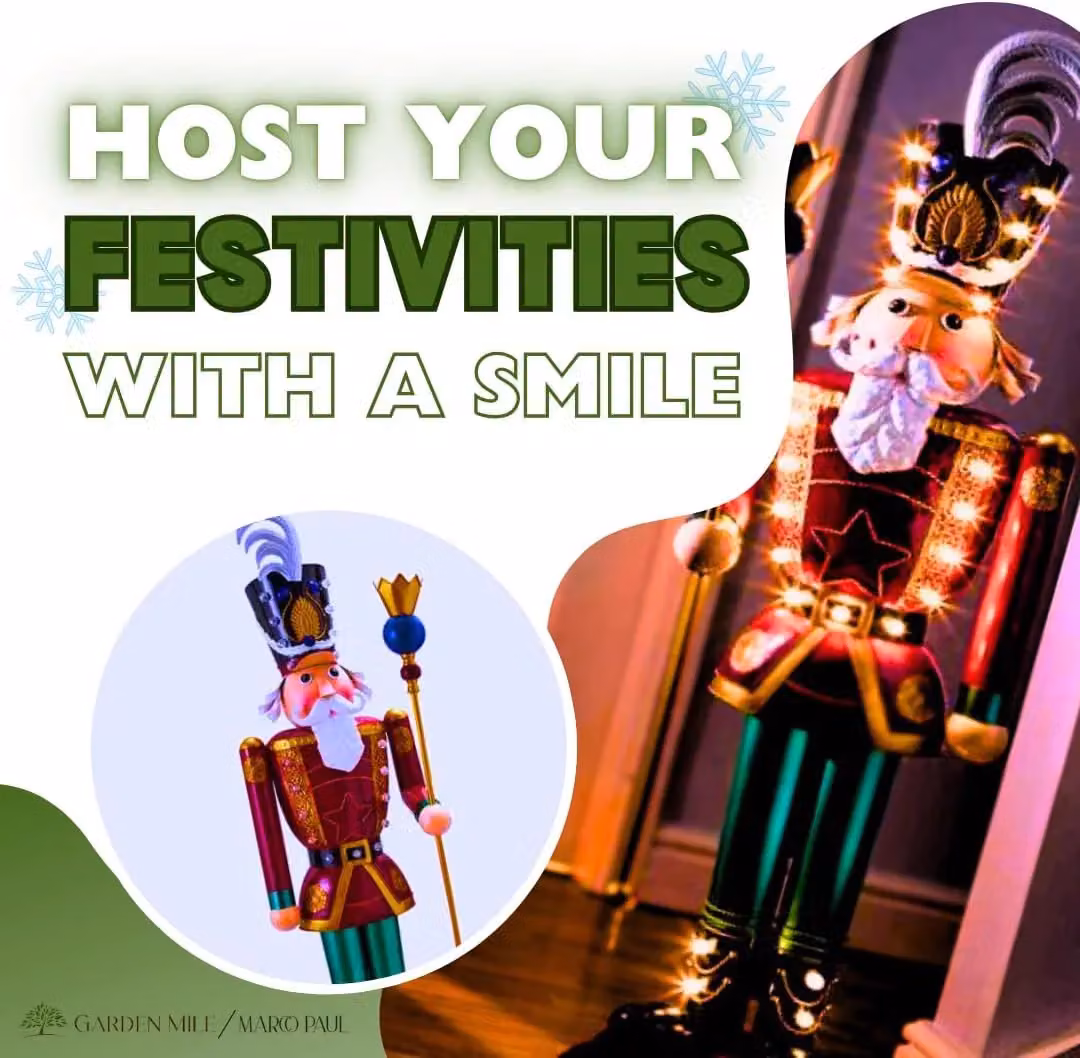 Marco Paul Red and Gold Nutcracker Soldier Christmas Statue with LED Lights, Height: 120 cm – 5