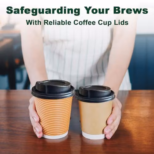ECONX Black Ripple Disposable Coffee Cup Lids, 8oz (80mm) – 6