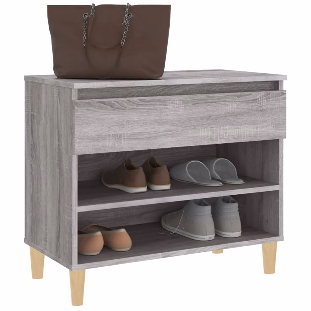 Berkfield Home Grey Shoe Cabinet with Doors, Drawers and Open Shelf, W/D/H: 70 x 36 x 60 cm – 3