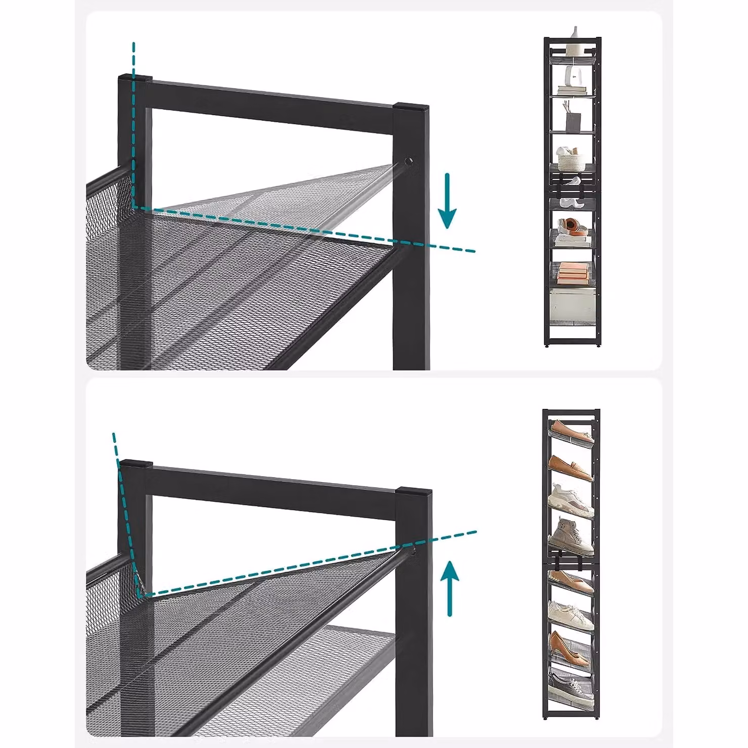 SONGMICS 8-Tier Metal Shoe Rack with Adjustable Shelves in Black – 4