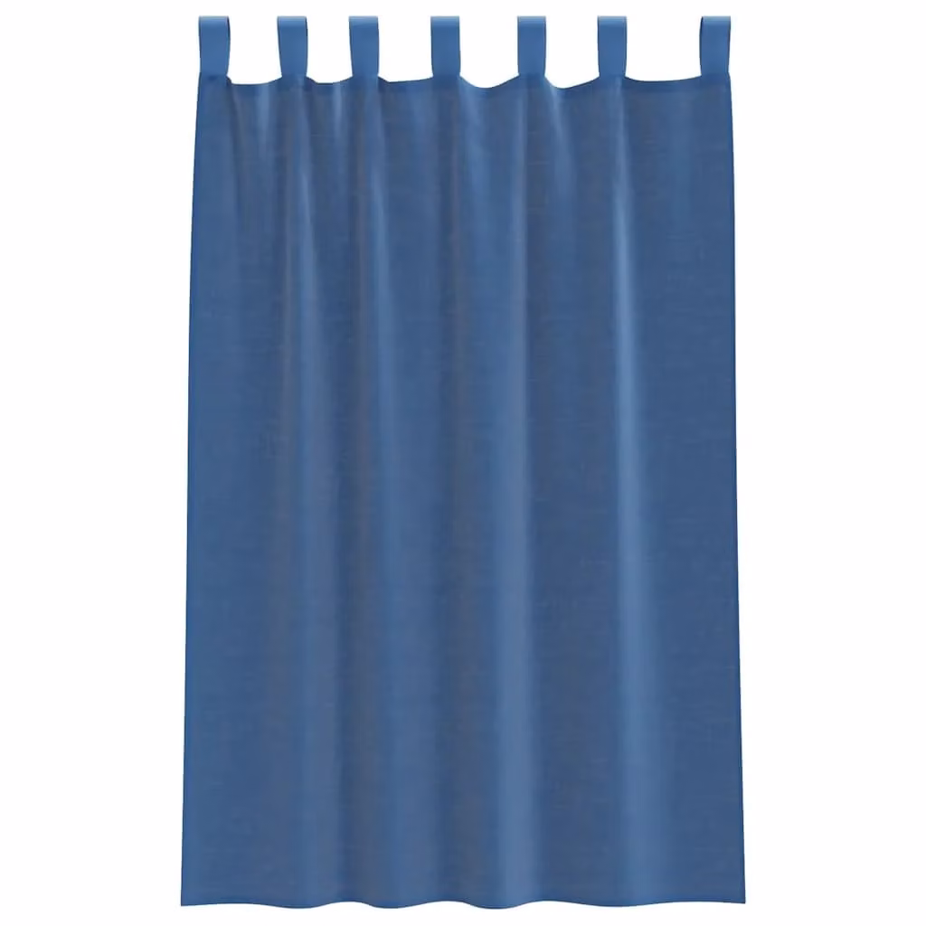 Berkfield Home Royal Blue Voile Fabric Panel Curtains with Tabs, 2 Pack, W: 140 cm, H: 175 cm – 3