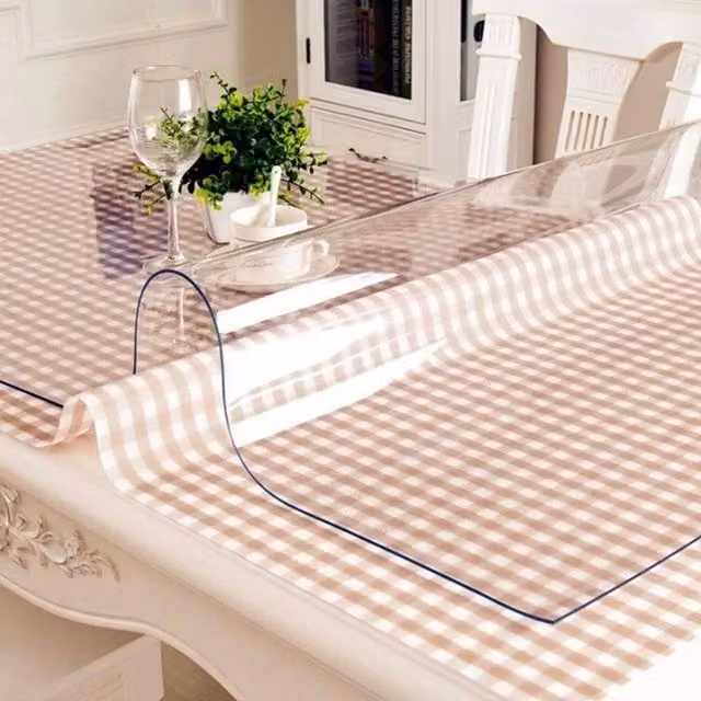 NESTLUNE Clear PVC Table Protector Tablecloth, Transparent, W: 200 cm, D: 100 cm – 1