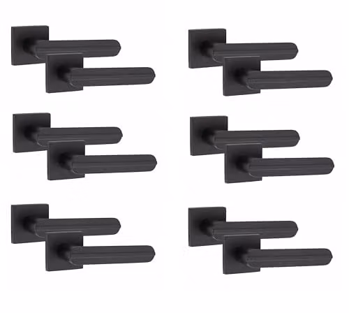 Golden Grace Modern Lima Square Rose Door Handles in Matt Black Finish