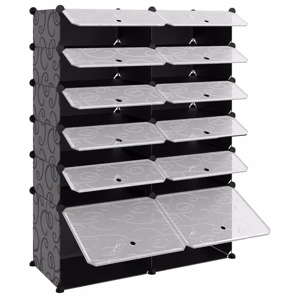 Berkfield Home Shoe Rack in Black and Grey, W/D/H: 94 x 37 x 125 cm – 4