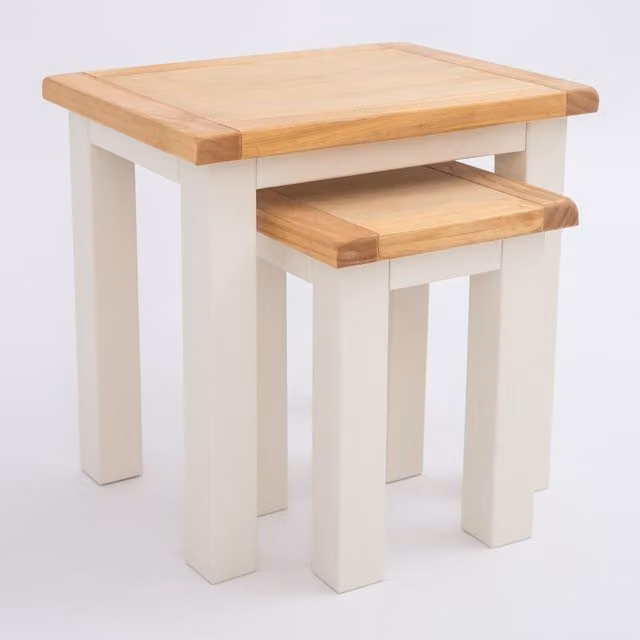 Cabinet Bits Set of 2 White Waxed Pine Nest of Tables