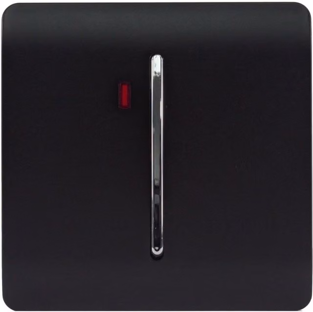 Trendi 45 A Flush Cooker Switch with Neon Insert in Matt Black