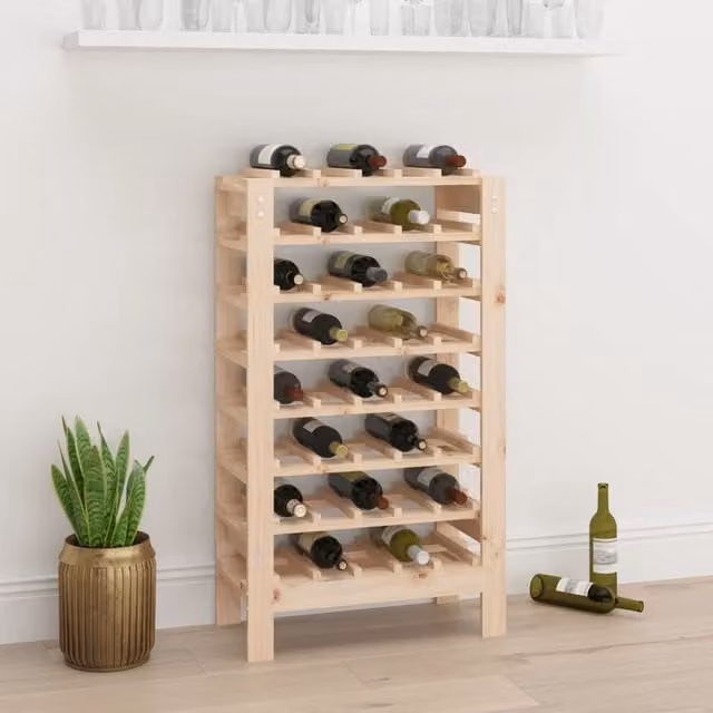 Berkfield Home Rustic Solid Wood Pine Wine Rack, Brown, W/D/H: 61.5 x 30 x 107.5 cm