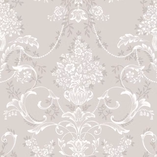 Rasch Amelie Damask Floral Wallpaper in Grey