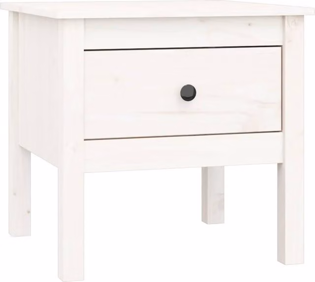 Berkfield Home Set of 2 White Solid Wood Pine Side Tables, W/D/H: 50 x 50 x 49 cm
