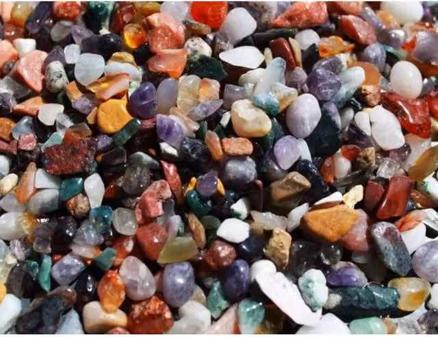 KDMK Organic Mixed Natural Gemstone Chips for Crafts in Multicolour and Yellow