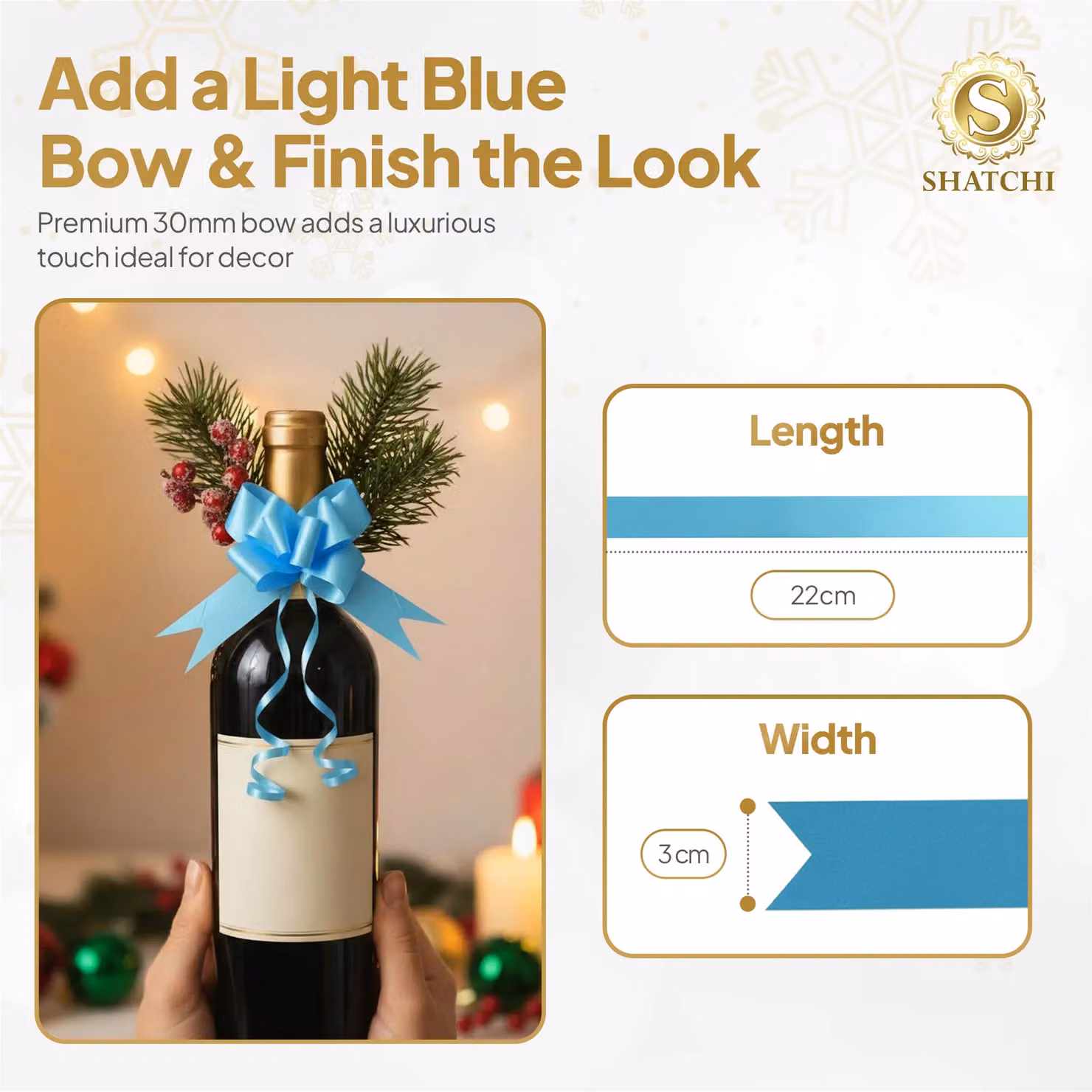 Shatchi 30-Piece Light Blue Plastic Pull Bows, 3cm Diameter for Gift Wrapping, Weddings and Party Decorations – 2