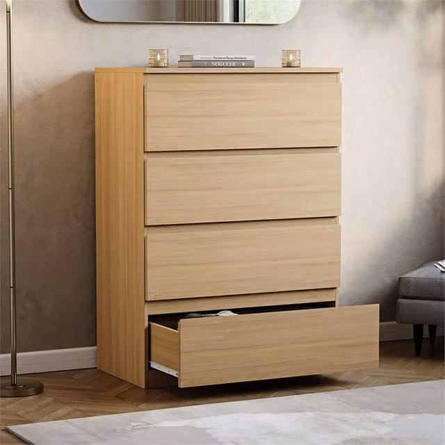 FORGEVIO Modern Brown 4-Drawer Bedroom Sideboard Cabinet – 1