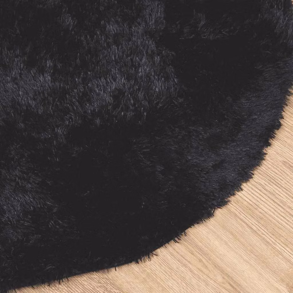 Berkfield Home NAVARRA Black Shaggy High Pile Polyester Rug, W/D/H: 200 x 200 x 1 cm – 3