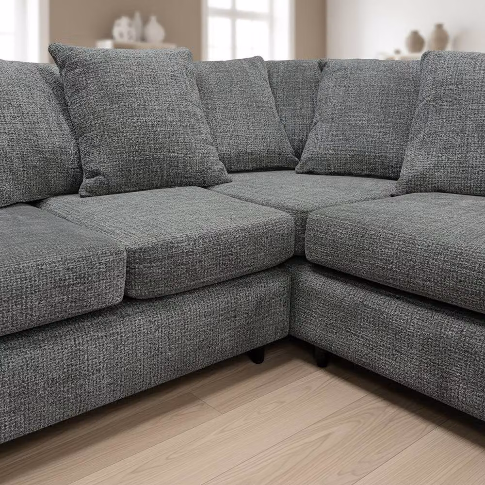 Abakus Direct Jumbo Chenille L-Shaped Corner Sofa with Chaise Extension, Grey, Right Hand Facing, W/D/H: 212 x 164 x 80 cm – 2