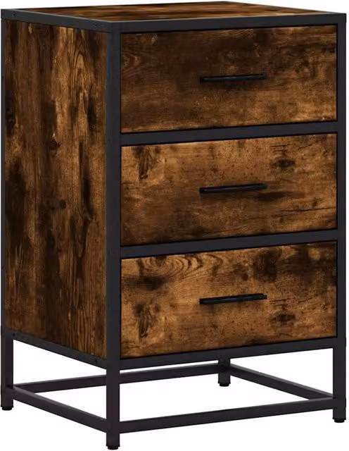 Berkfield Home Bedside Cabinet in Smoked Oak Brown, W/D/H: 40 x 34.5 x 60 cm