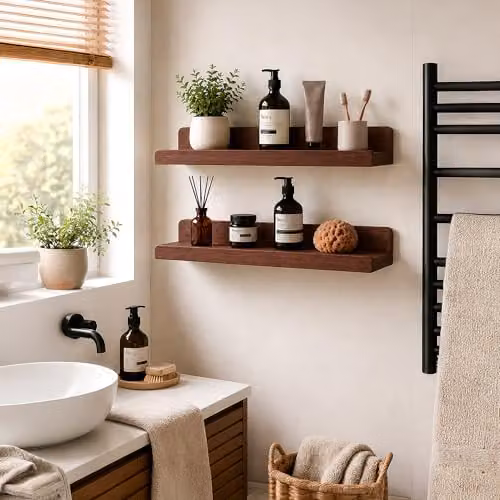 Innoteck Set of 2 U-Shaped Floating Wall Shelves, Walnut – 2