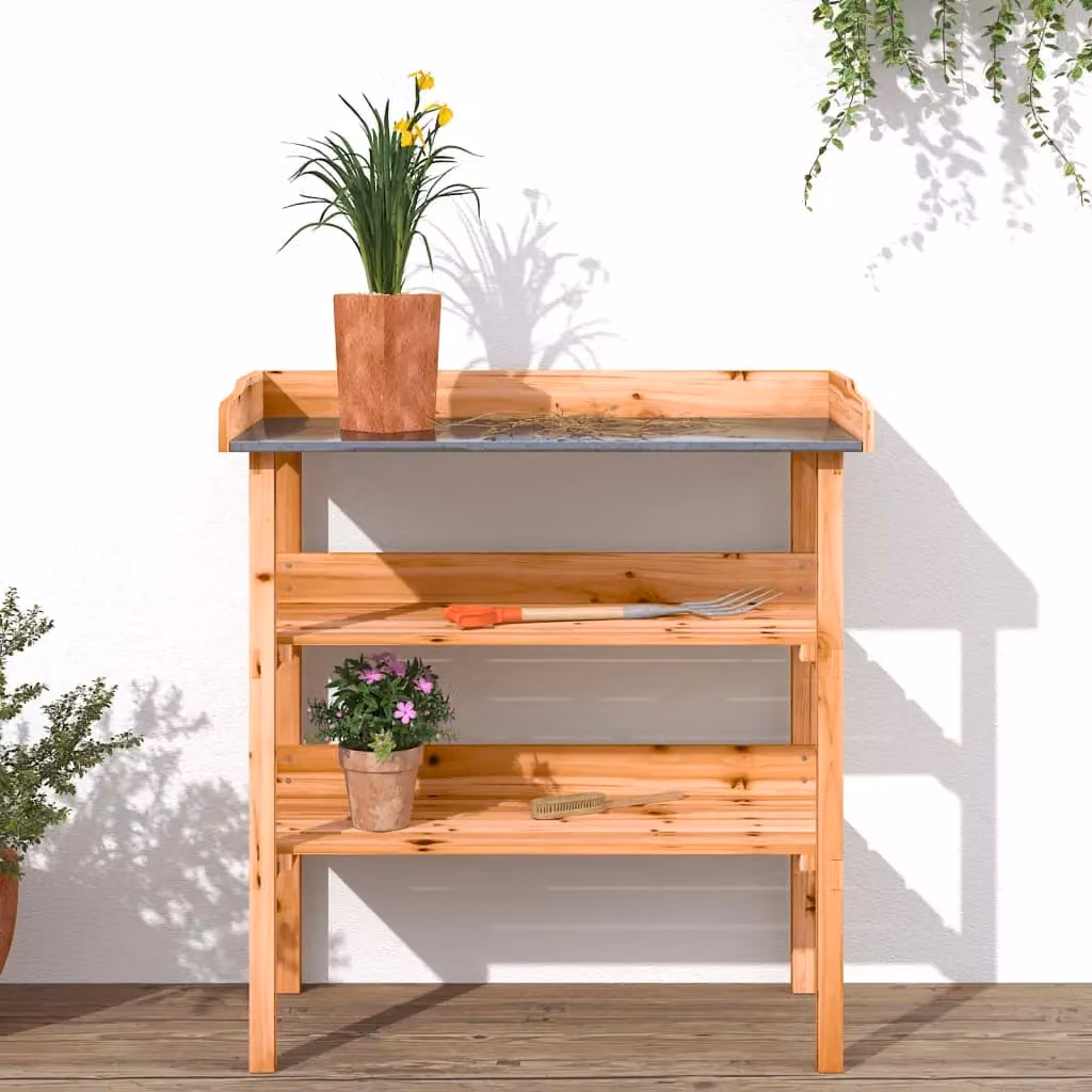 Berkfield Home Rustic Brown Plant Table with Shelves, W/D/H: 78 x 38 x 82.5 cm – 2