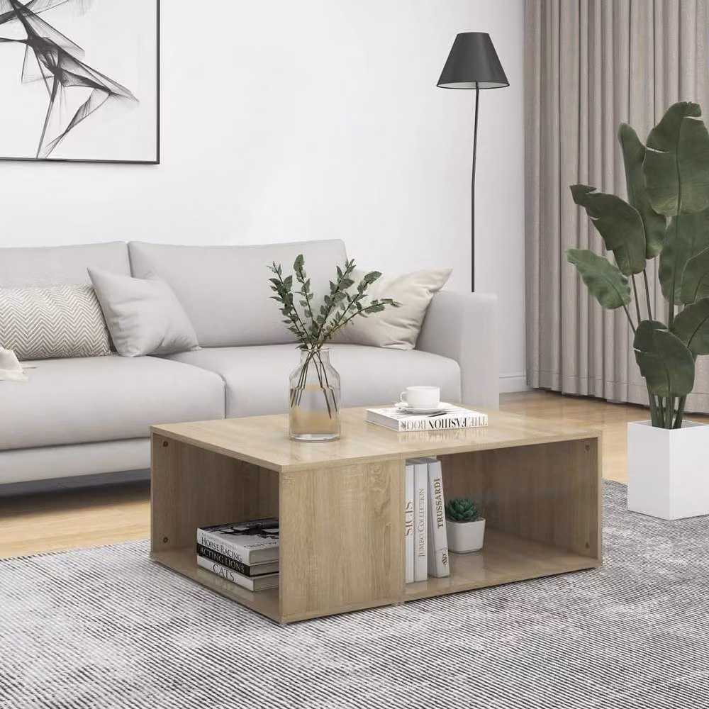 Berkfield Home Sonoma Oak Coffee Table in Beige, W/D/H: 90 x 67 x 33 cm – 2