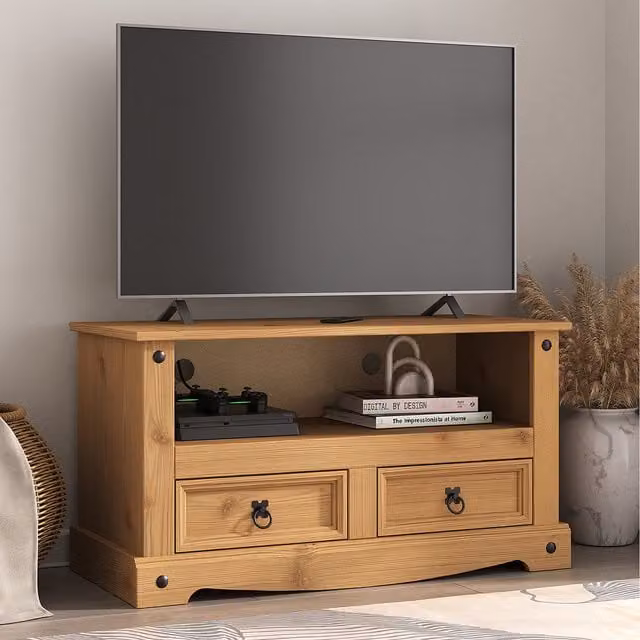 Mews Rustic Brown Waxed Pine TV Stand