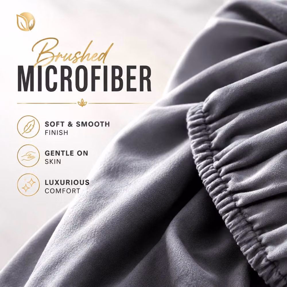Pamposh Single Microfibre Plain Fitted Sheet, Grey, W/D/H: 90 x 200 x 40 cm – 3