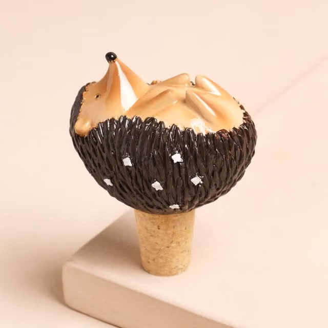 Lisa Angel Hedgehog Cork Bottle Stopper in Brown
