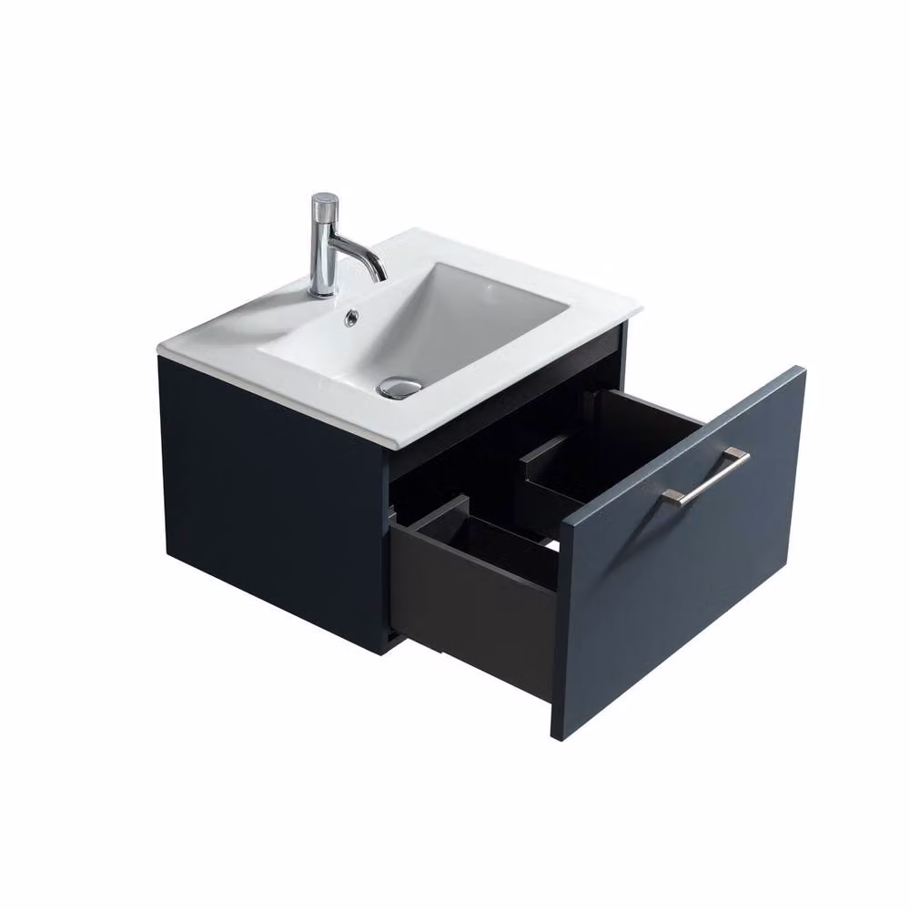 Bathroom Kingdom Piatta Midnight Wall Hung Basin Drawer Vanity in Blue, W: 60 cm – 2