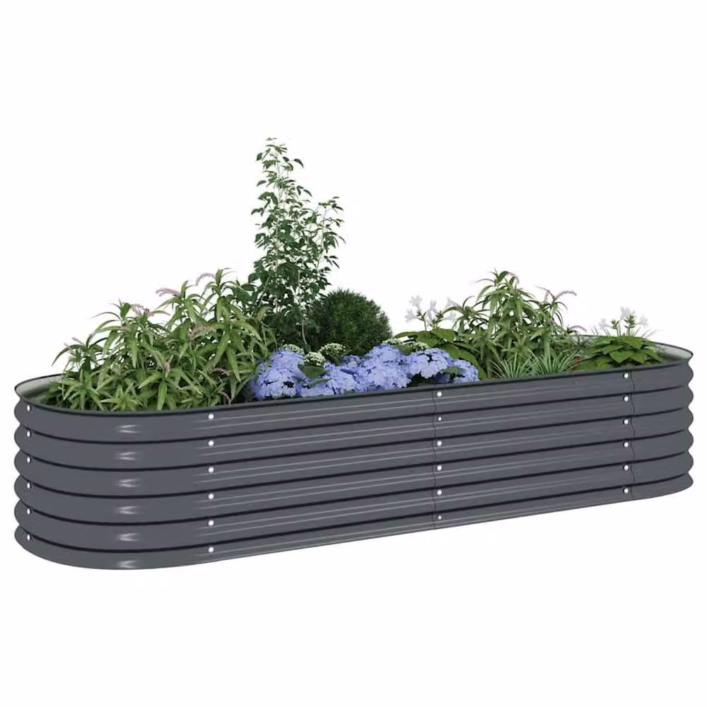 Berkfield Home Garden Galvanised Steel Raised Bed in Grey, W: 240 cm, D: 80 cm, H: 44 cm – 2