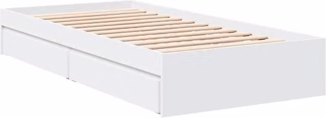 Berkfield Home Modern Bed Frame with Drawers in White, W/D/H: 90 x 200 x 103 cm
