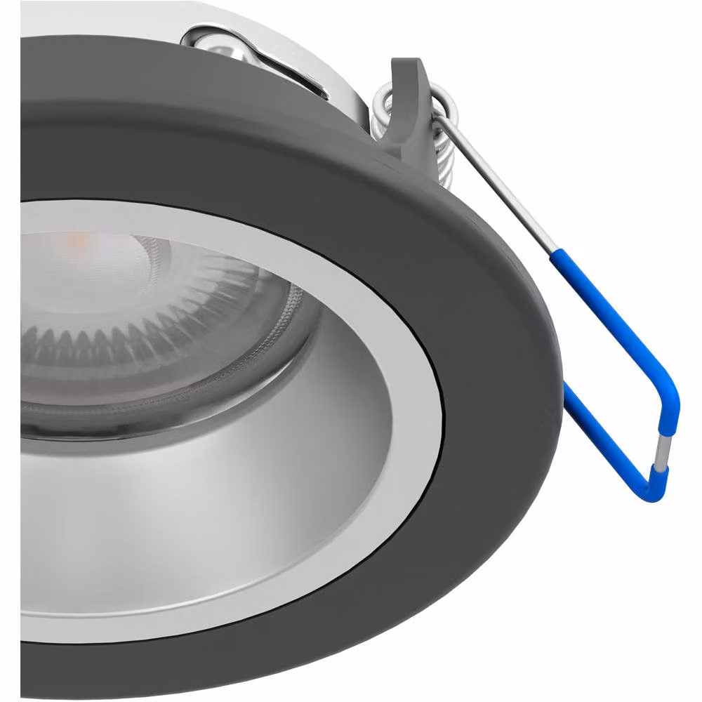 Loops 2 Pack Modern Round LED Ceiling Spotlight in Black and Silver with Bulbs Included – 5