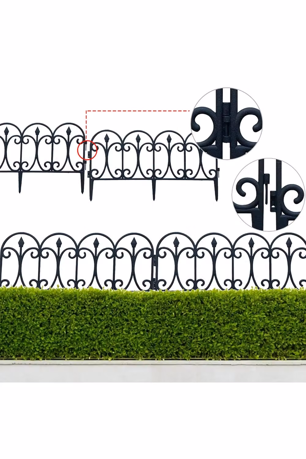 Living and Home 6-Piece European Garden Decorative Plastic Picket Fence in Black – 2